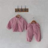 MQTIME  -  Kids Fleece Warm Set Winter Plus Velvet Outfits Long Sleeved Pullover Tops+Pants 2Pcs Autumn Children's Casual Clothing Suits