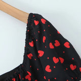 MQTIME  -  Summer new French square neck bubble sleeve short sleeved floral slim fit women's dress short skirt