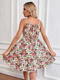 MQTIME  -  Summer Dress Sleeveless Boho Halter Dress A-line Floral Printing Short Dress Beach Sundress Sexy Holiday Vestidos