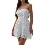 MQTIME  -  Summer New Simple Solid Color Women Embroidered Short Dress Sexy Strapless Female Evening Dresses