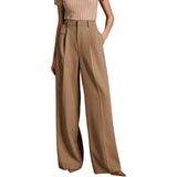 MQTIME  -  Elegant High Waist Wide Leg Women's Casual Spring Summer Loose Business West Pants Female Fashionable Commute Polyester