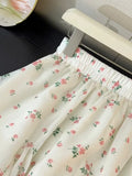  MQTIME  -  Summer Flower Print Folds Irregular Design High Waist A-LINE All Match Loose Skirts