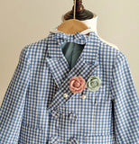 MQTIME  -  Boys Suit for Weddings Party Summer Autumn Gentleman Plaid Birthday Blazer Set Baby 1 To 4 Y Kids photograph Costumes