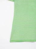 MQTIME  -  Green Striped Top Woman Chic Short Sleeve Off-shoulder Ribbed Knit Slim Fit Blouse  Casual Summer Street Holiday Shirts Y2k