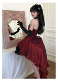 MQTIME  -  Handmade Rose Nebula Gothic Red Lolita Evening Wedding Dress Girls Birthday Party Bar Mitzvah Trailing Lolita Princess Dress