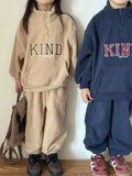  MQTIME  -  Winter New Children Plus Velvet Thick Clothes Set Boys Girls Fleece Letter Sweatshirt + Pants 2pcs Suit Kids Sports Outfits