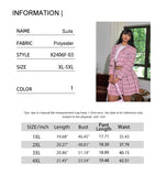 MQTIME  -  Plus Size 2025 New Women's Plaid Pink Two Piece Y2K Style Short Top Cardigan Mini Short Half Skirt Young Style