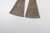 MQTIME  -  Wild Sexy Backless Leopard Print Skinny Flare Jumpsuits Women Fashion O-neck Full Sleeve Peach Hip Slim Casual Overalls Clubwear