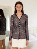 MQTIME  -  Women Shirts Flower Print Long Sleeve Ruched Button Down Slim Fit Blouse See Through Fashion Work Tops Streetwear