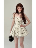 MQTIME  -  Summer Arrival Women Sweet Two Piece Set French Style Polka Dot Waist Pleated Blouse High Waist Short Skirt Fashion Outfit