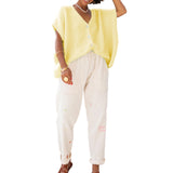 MQTIME  -  Women's Y2K Basic Loose Fit Short Sleeve Knitwear Cardigan Solid Color Button Down Deep V-Neck Lightweight Sweaters