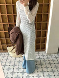 MQTIME  -  Korean See-through Lace Dress Women 2025 Summer Spring Fashion Long Sleeve Dresses Female Streetwear Chic Party Evening Dress