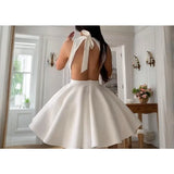 MQTIME  -  Summer Solid Color Round Neck Sleeveless Backless Women's Elegant Dress