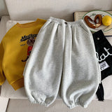  MQTIME  -  Girls Fleece Pant Solid Color Plus Kids Baby Boys Jogger Pant New Winter Casual Elastic Waist Toddler Boys Sport Pant