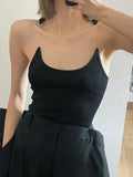 MQTIME  -  Invisible Strap Tank Top For Women Knit Ribbed Sleeveless Basic T-Shirt Cropped Corset Bustier Tops With Open Shoulder