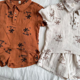 MQTIME  -  Summer New Children Short Sleeve Clothes Set Boys Girls Lapel T Shirts + Shorts 2pcs Suit Kids Cotton Yarn Casual Outfits