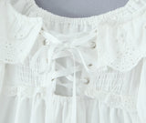 MQTIME  -  Summer New Princess Dress Square Collar Cotton A-line White Dress Embroidered Lace Mini Dress Open Back Vestidos