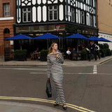 MQTIME  -  Autumn Slimming New Long Skirt Women's Casual Contrast Striped Long Sleeve Dress