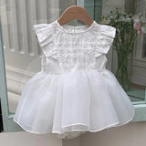  MQTIME  -  New Summer Newborn Baby Girl Romper Flying Sleeve Cotton Mesh Splicing Toddler Baby Girl Jumpsuit 0-24M Baby Girl Clothing