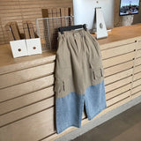 MQTIME  -  Pants Spring and Summer New Childrens Clothing Korean Boys and Girls Fashionable Retro Two-section Splicing Cargo Pants
