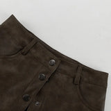 MQTIME  -  Retro Fashion PU Leather Skirt Set Women's Design Sense Cutout Long Sleeve Top Luxury Sense Two-piece Set