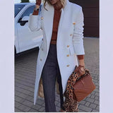 MQTIME  -  Luxurious Coat Double-Breasted Woolen Blend Coat Mid-Length Thermal Insulated Coat Classic-Style Loose Fitted Overcoat
