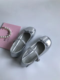 MQTIME  - Silver French Fashion Bow Flat Women's New Summer Retro Pu Leather Shoes Elegant Feminine Lolita Mary Jane Shoes