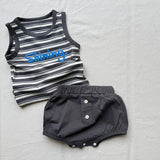 MQTIME  -  New Summer 0-24M Infant Baby Boys Girl Clothes Suit Sleeveless Striped Letter Printed Vest+PP Shorts Children Clothes Set