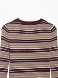  MQTIME  -  Women's Elegant Knitted Pullover Women Fashion Stripe Long Sleeve Sweater 2026 New Casual O neck Knitwear Tops ﻿ ﻿