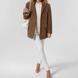 MQTIME  -  Autumn Winter Woomen Suede Jacket With Lapel Woman Casual Single Breasted Pocket Long Sleeve Short Coat Street Overcoat
