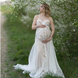 MQTIME  -  White Mermaid Maternity Dresses Sweetheart Lace Photoshoot Props Customized Pregnant Women Outfit Wear  Babyshower  Robe
