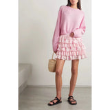 MQTIME  -  Spring and summer new printed heavy industry lace shirt A-shaped big pendulum vacation cake skirt