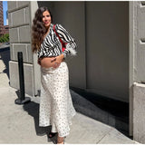 MQTIME  -  Fashion Minimal Zebra Print Leisure Blouse Classic V Neck Fluffy White Feather Cuffs Top Women Autumn City Casual Walk Blouse