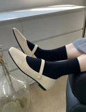 Mqtime New Spring Korea Flats Women Shoes Fashion Mary Jane Shoes Square Toe Women's Shoes Retro PU Flats