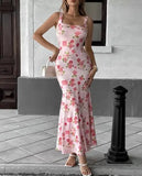 MQTIME  -  Summer Women's Sweet Dress Floral Long Dress Female Clothing New Fashion Temperament Women Elegant Mermaid Dresses