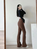 MQTIME  -  Women Flared Jeans Loose Denim Pants Bottom Straight High Waist Stretch Spring Autumn Solid Color Female Fashion Streetwear