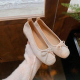 MQTIME  -  New Autumn Women Ballet Flat Shoes Fashion Suede Shallow Butterfly-Knot Ladies Outdoor Comfort Soft Sole Mary Jane Shoes