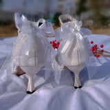 MQTIME  -  Women Summer Shoes Pointed Shoes White Bow Bridal Wedding Shoes Y2K Heels Lolita Cosplay Heels High Heels Elegant Party Shoes