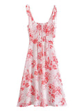  MQTIME  -  Floral Print Women Dress Spaghetti Strap Split Sleeveless Female Sundress New High Waist Summer Dresses