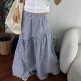 MQTIME  -  Women's High Waist Striped West Skirt Casual Dress Fashion Festival Skirt