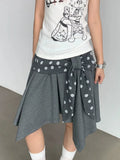  MQTIME  -  Vintage Polka Dot Bandage High Waist A-LINE Patchwork Japanese Skirts