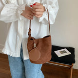 MQTIME  -  New Soft Suede Single Shoulder Underarm Bag for Women Fashionable Casual Simple Versatile Bucket Bag