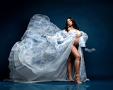 MQTIME  -  Blue Maternity Dress for Photo Sweetheart Pregnancy Gala Gowns  Print Photography Props Babyshower Robes Customized