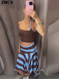 MQTIME  -  Striped Irregular Skirts Summer New Ladies Fashion Low-rise A-line Midi Skirt Women's Slim Beachwear