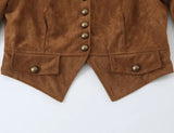 MQTIME  -  Women Fall Vintage Buttons Jacket Street Style Faux Suede Slim Jacket New Autumn Trendy Elegant Chic Dinner Jacket