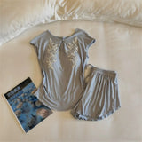 MQTIME  -   New Homewear Two-Piece Short-Sleeved Top Shorts Suit Pajamas Set Summer Comfortable Sleepwear Women Loungewear Pijama