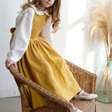  MQTIME  -  Casual Linen Flowy Pretty Girls Dress Chic New Backless Lace-up Bow Ruched Loose Summer Dresses Sleeveless Kids Sundresses