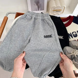  MQTIME  -  Toddler Boys Pant Letter Embroidery Thicken Warm Kids Baby Boys Jogger Pant New Winter Elastic Waist Infant Girls Harem Pant