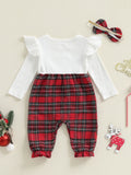 MQTIME  -  Toddler Boy Christmas Outfit Red Plaid Suspender Pants and Bow Tie Long Sleeve Shirt 2 Pcs Set for Holiday Party