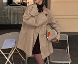 MQTIME  -  Retro Trench Coat 2025 Autumn Elegant and Fashionable Lapel Coat Long Women's Clothing